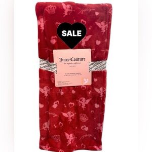 Juicy Couture Plush Throw Red Pink Cupid Bow Arrow Love Valentines 50x60 NEW NWT